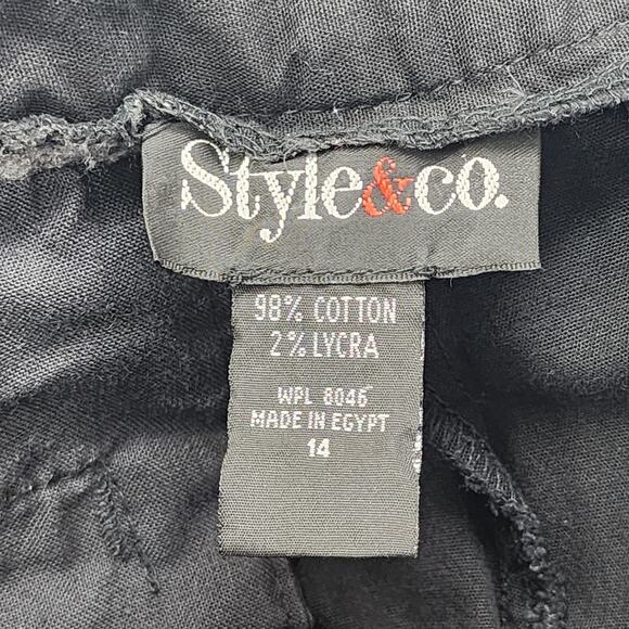 Vintage Style&Co Pants Women 14 Black High Rise Crop Capri Stretch Cotton Casual - Picture 4 of 10